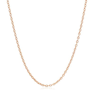 An image displaying 18k Rose Gold Round Oval Link Chain 1.5mm by Orca Market