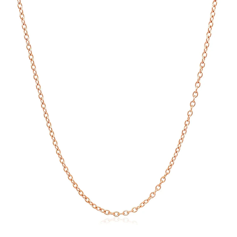 An image displaying 18k Rose Gold Round Oval Link Chain 1.5mm by Orca Market