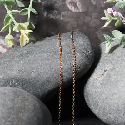 An image displaying 18k Rose Gold Round Oval Link Chain 1.5mm by Orca Market