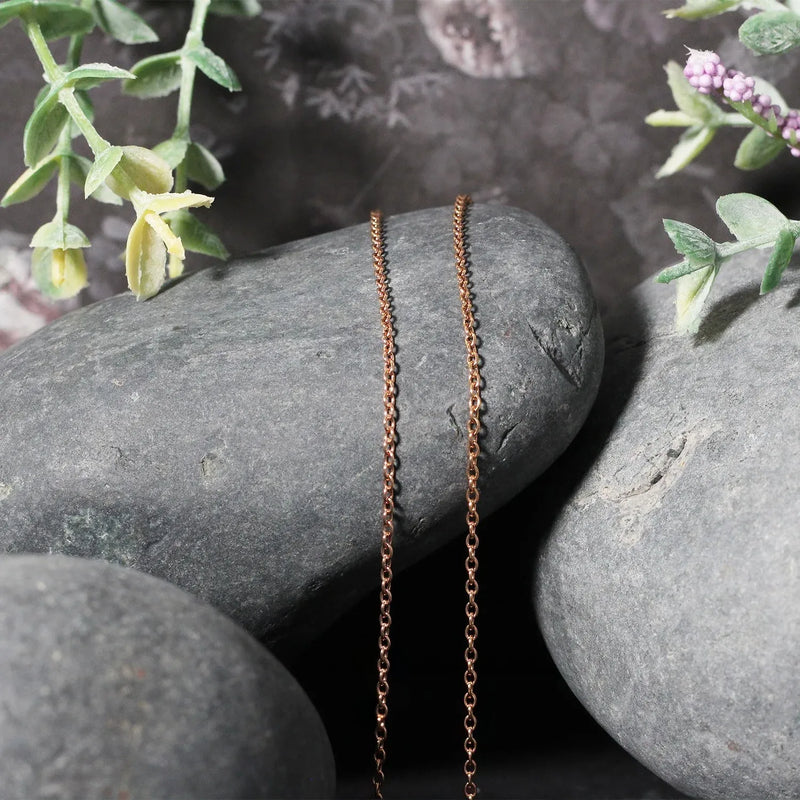 An image displaying 18k Rose Gold Round Oval Link Chain 1.5mm by Orca Market