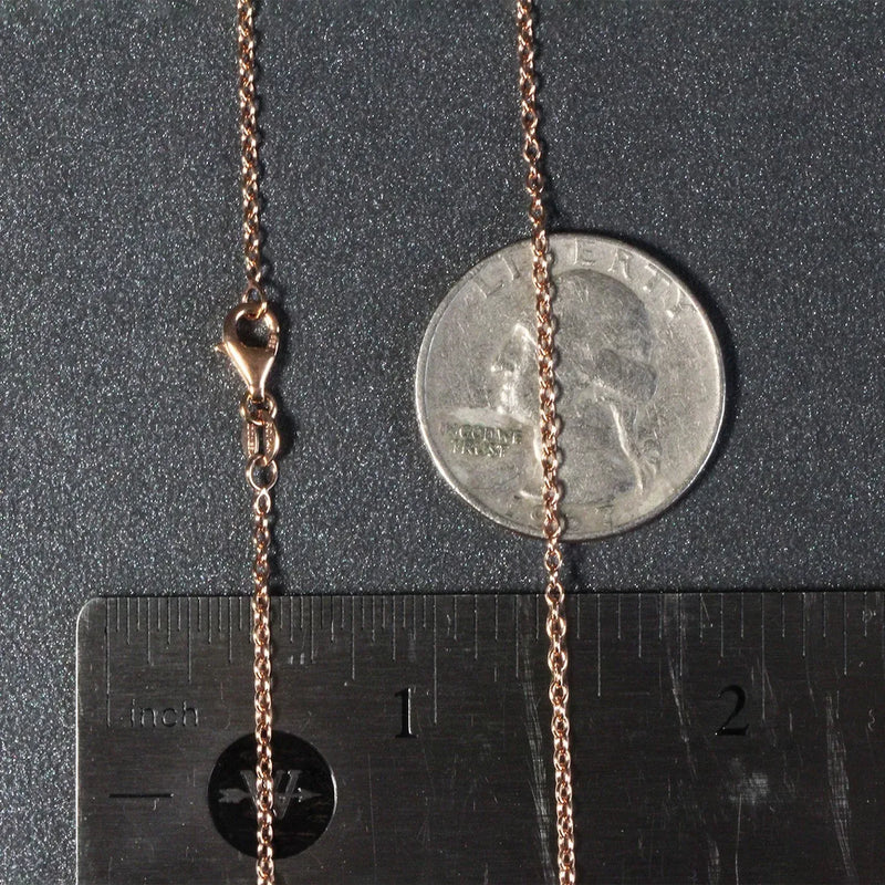 An image displaying 18k Rose Gold Round Oval Link Chain 1.5mm by Orca Market
