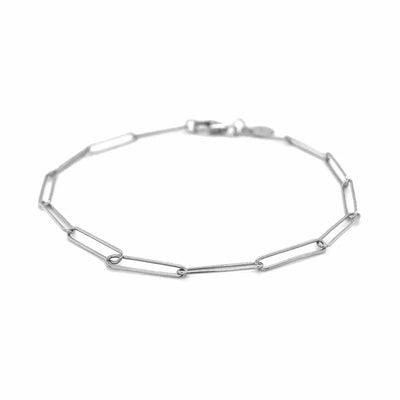 An image displaying 14k White Gold Wire Paperclip Bracelet (2.7mm) by Orca Market