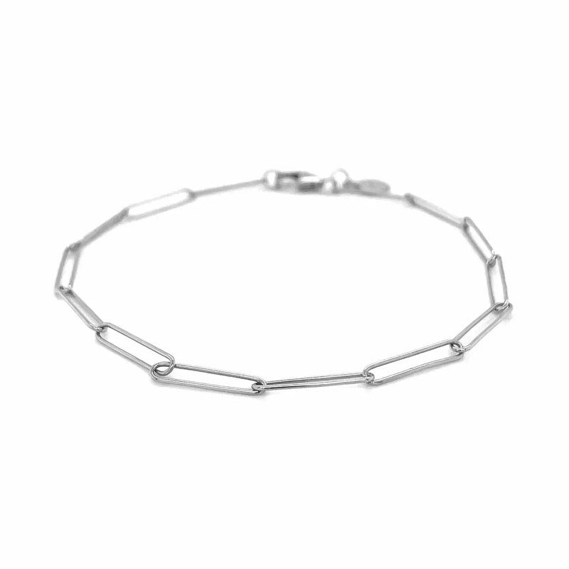 An image displaying 14k White Gold Wire Paperclip Bracelet (2.7mm) by Orca Market