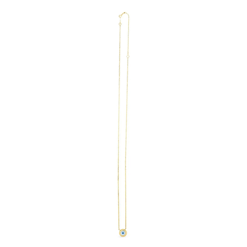 An image displaying 14k Yellow Gold MOP Evil Eye Necklace by Orca Market