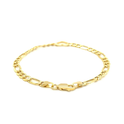 An image displaying 14k Yellow Gold 7 inch Figaro Chain Bracelet with Heart by Orca Market