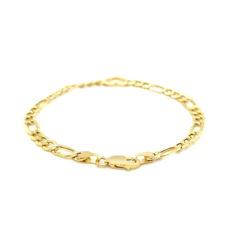 An image displaying 14k Yellow Gold 7 inch Figaro Chain Bracelet with Heart by Orca Market