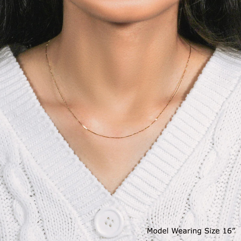 An image displaying 10k Yellow Gold Classic Box Chain 0.45mm by Orca Market