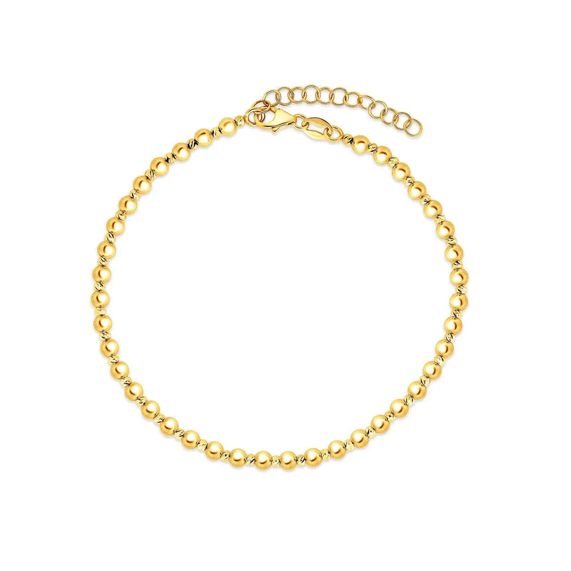An image displaying 14k Yellow Gold Spaced Bead Bracelet (3mm) by Orca Market