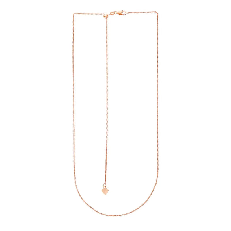 An image displaying 14k Rose Gold Adjustable Wheat Chain 1.0mm by Orca Market