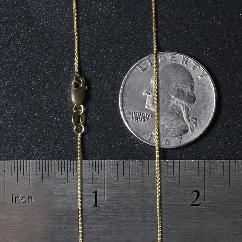 An image displaying 14k Yellow Gold Round Wheat Chain 0.80mm by Orca Market