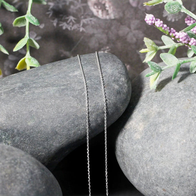 An image displaying 18k White Gold Round Cable Link Chain 0.97mm by Orca Market