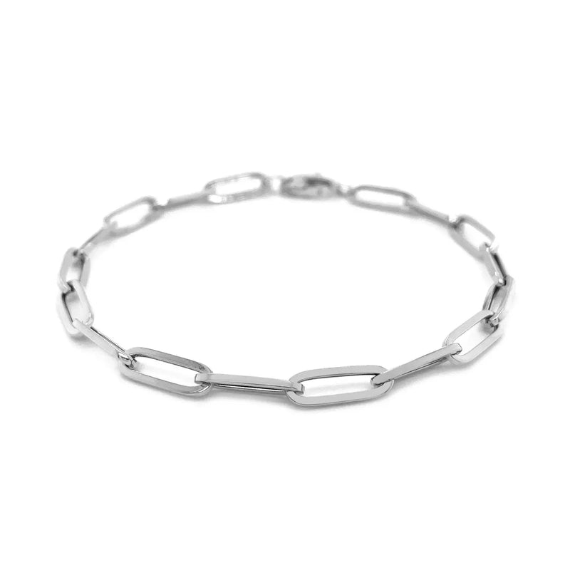 An image displaying 14K White Gold Bold Paperclip Chain Bracelet by Orca Market