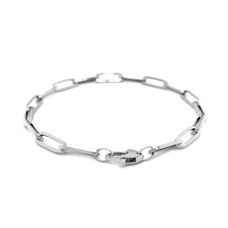 An image displaying 14K White Gold Bold Paperclip Chain Bracelet by Orca Market