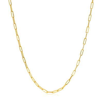 An image displaying 14k Yellow Gold Adjustable Paperclip Chain 1.5mm by Orca Market