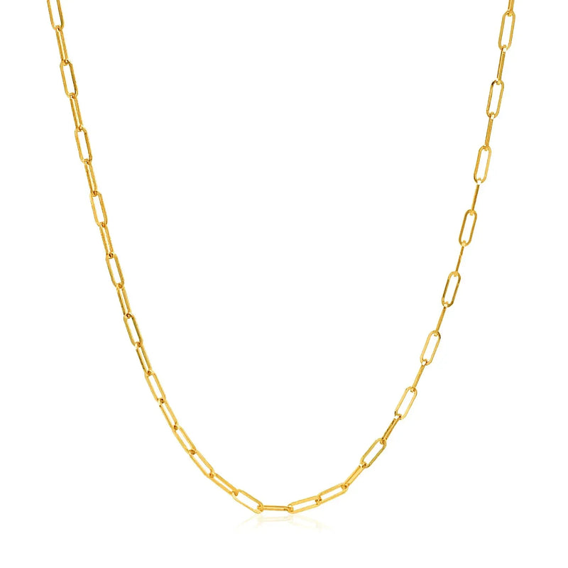 An image displaying 14k Yellow Gold Adjustable Paperclip Chain 1.5mm by Orca Market