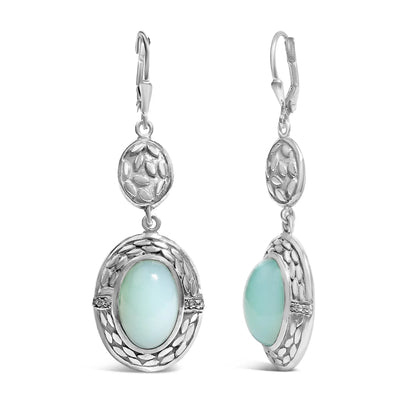 An image displaying .925 Sterling Silver Chalcedony Diamond Accent Drop and Dangle Earring (K-L Color, I1-I2 Clarity) by Infinite Jewels