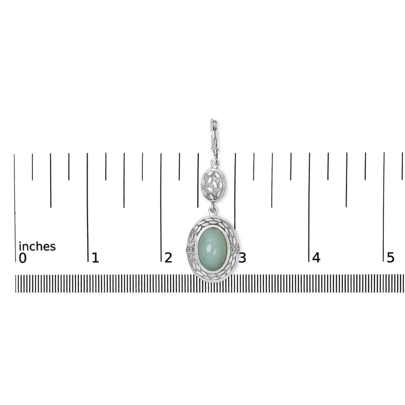 An image displaying .925 Sterling Silver Chalcedony Diamond Accent Drop and Dangle Earring (K-L Color, I1-I2 Clarity) by Infinite Jewels