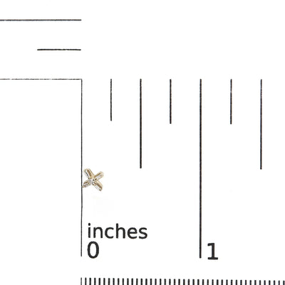 An image displaying 10K Yellow Gold 1/10 Cttw Round and Baguette Diamond Criss Cross X Stud Earring (H-I Color, I1-I2 Clarity) by Infinite Jewels