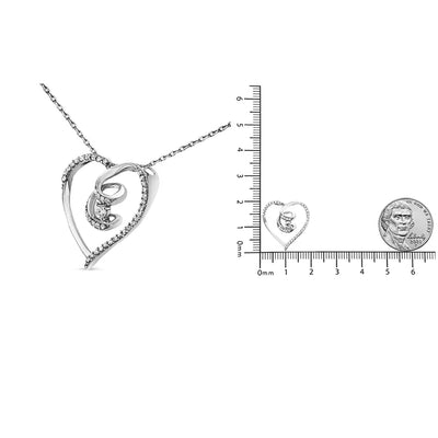 An image displaying .925 Sterling Silver 1/4 Cttw Brilliant-Cut Diamond Open Heart Twisted Awareness Ribbon 18" Pendant Necklace (H-I Color, I1-I2 Clarity) by Infinite Jewels