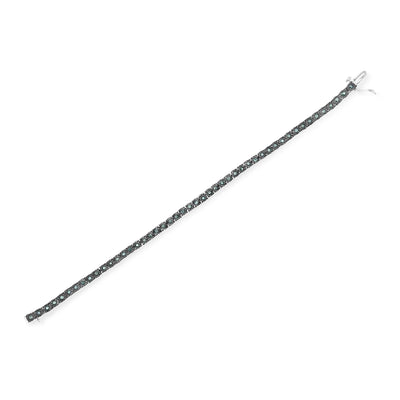 An image displaying Black Rhodium Plated .925 Sterling Silver 1.0 Cttw Diamond Miracle Tennis Bracelet (Enhanced Blue Color, I3 Clarity) - 7" by Infinite Jewels