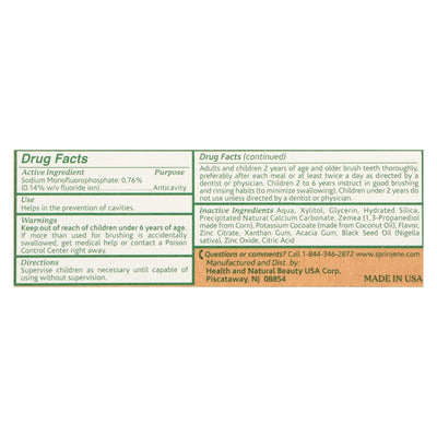 Sprinjene Natural Toothpaste - With Floride - 3.5 Ounce