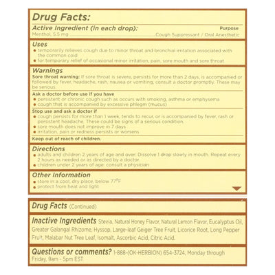 An image displaying Herbion Naturals Honey Lemon Cough Drops - 1 Each - 18 Ct by Herbion Naturals