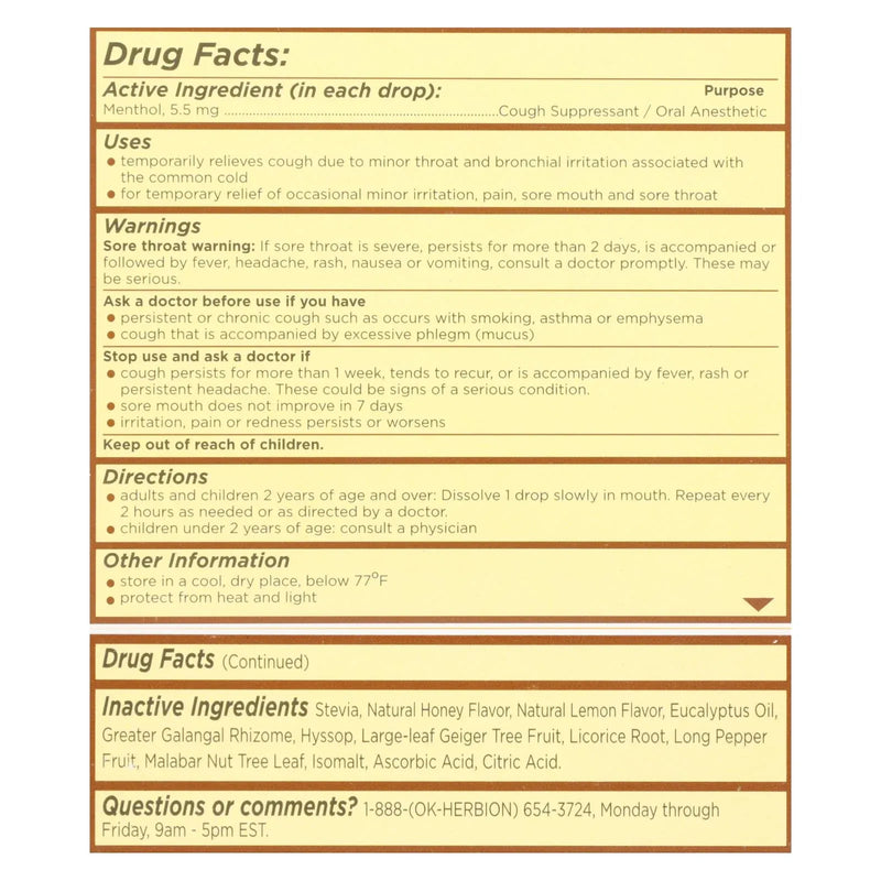 An image displaying Herbion Naturals Honey Lemon Cough Drops - 1 Each - 18 Ct by Herbion Naturals