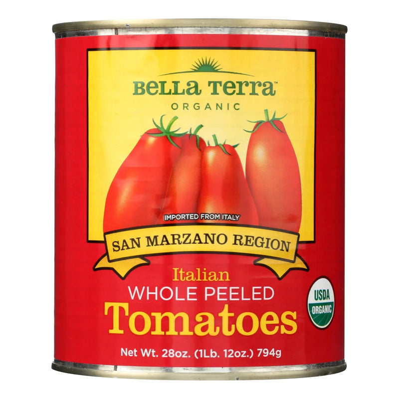 Bella Terra Organic Italian Whole Peeled Tomatoes - San Marzano - Case Of 12 - 28 Ounce.