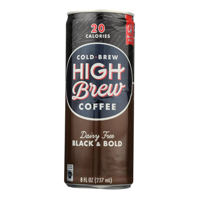 An image displaying High Brew Cold-brew Coffee, Black & Bold - Case Of 12 - 8 Ounce by High Brew Coffee