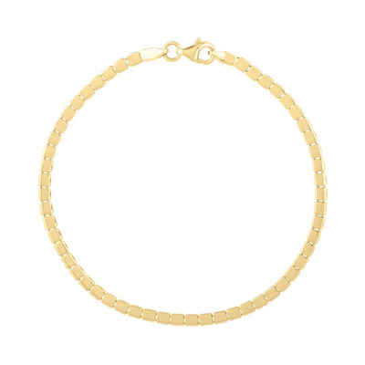 An image displaying 14k Yellow Gold 7 inch Mini Cube Bracelet (2.60 mm) by Orca Market
