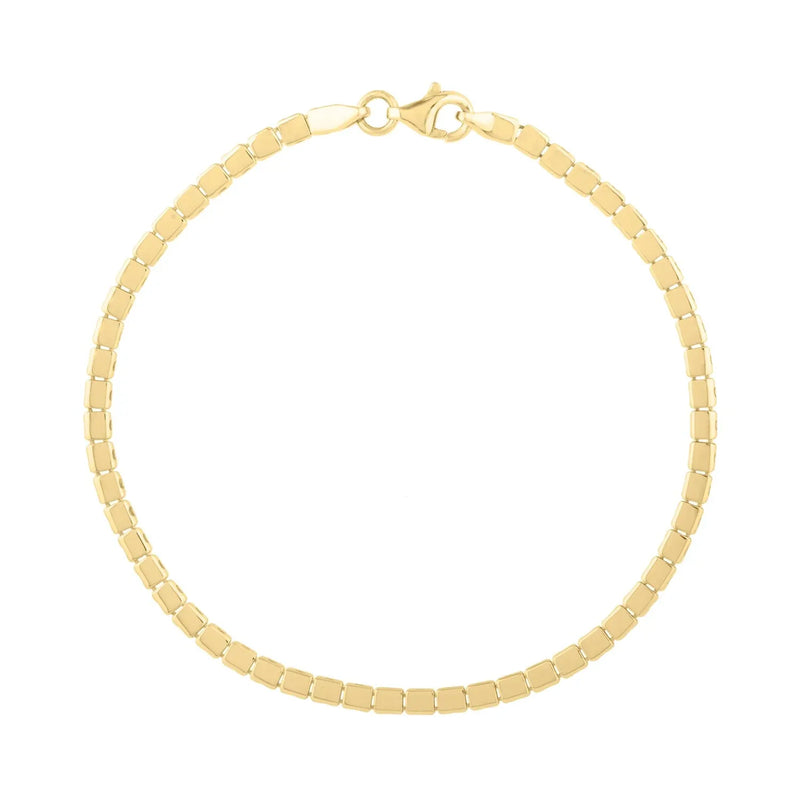 An image displaying 14k Yellow Gold 7 inch Mini Cube Bracelet (2.60 mm) by Orca Market