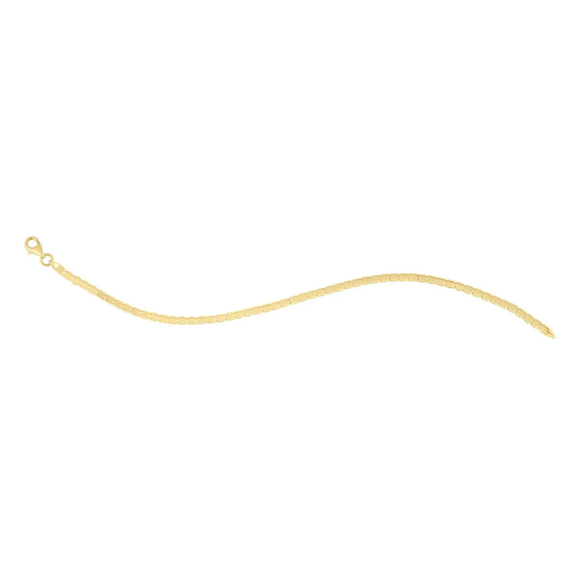 An image displaying 14k Yellow Gold 7 inch Mini Cube Bracelet (2.60 mm) by Orca Market