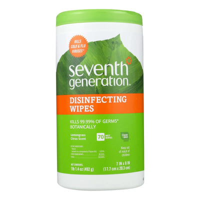 An image displaying Seventh Generation Disinfecting Wipes Lemongrass And Citrus - 70 Wipes - Case Of 6 by Seventh Generation