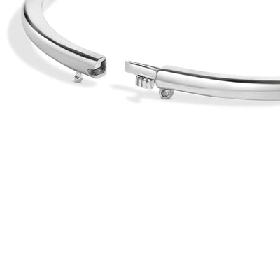 An image displaying .925 Sterling Silver 7X7MM Created Red Ruby Solitaire Bangle Bracelet - 7 Inches by Infinite Jewels