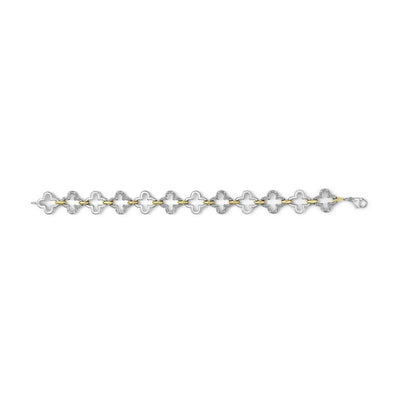 An image displaying .925 Two-tone Sterling Silver 1/10 Cttw Natural Round Diamond Fashion Tennis Bracelet (I-J Color, I1-I2 Clarity) - 7" by Infinite Jewels
