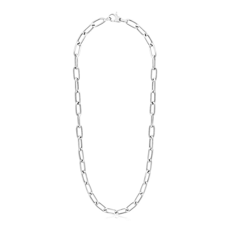 An image displaying Sterling Silver Wide Paperclip Chain Necklace by Orca Market
