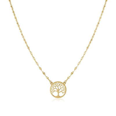 An image displaying 14K Yellow Gold Tree of Life Necklace by Orca Market