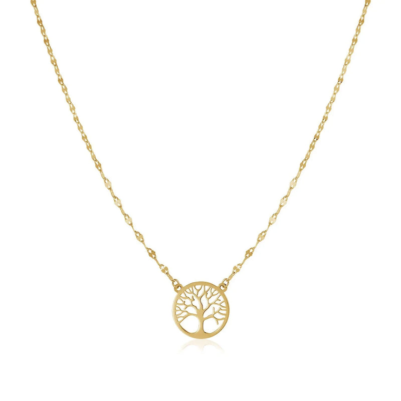 An image displaying 14K Yellow Gold Tree of Life Necklace by Orca Market