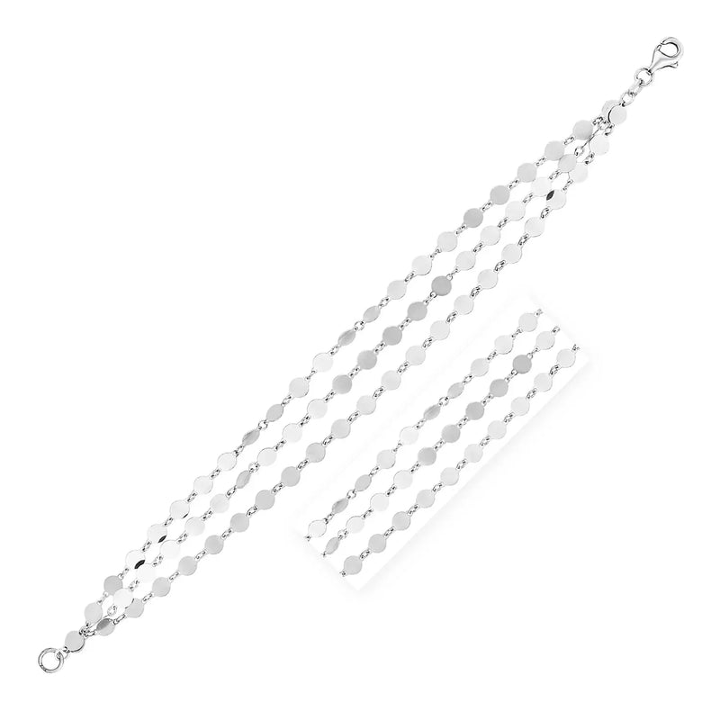 An image displaying Sterling Silver Three Strand Mirror Link Bracelet by Orca Market