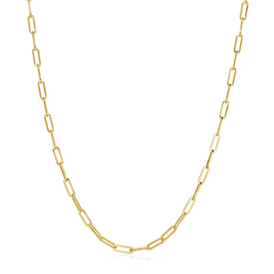 An image displaying 14K Yellow Gold Wide Paperclip Chain (3.3mm) by Orca Market