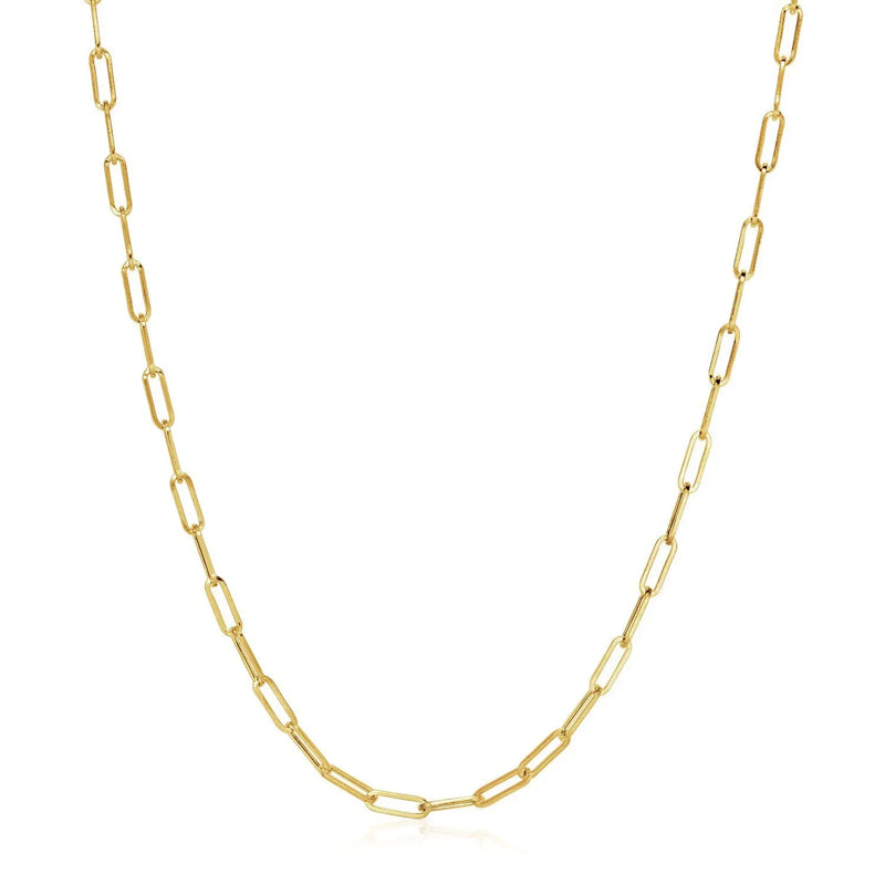 An image displaying 14K Yellow Gold Wide Paperclip Chain (3.3mm) by Orca Market