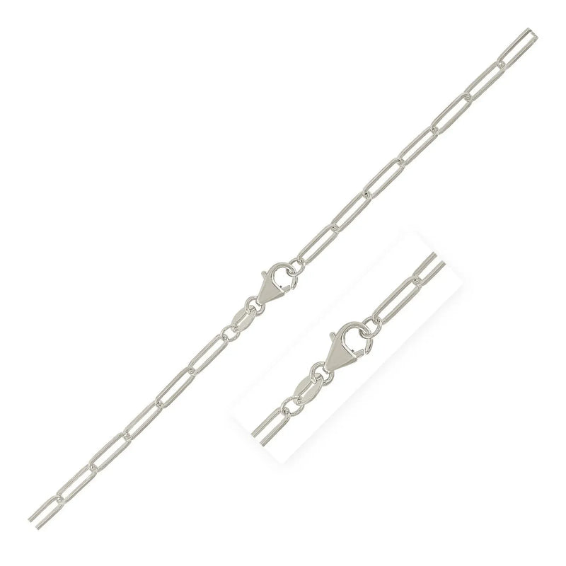 An image displaying Sterling Silver Rhodium Plated Paperclip Chain (2.5 mm) by Orca Market