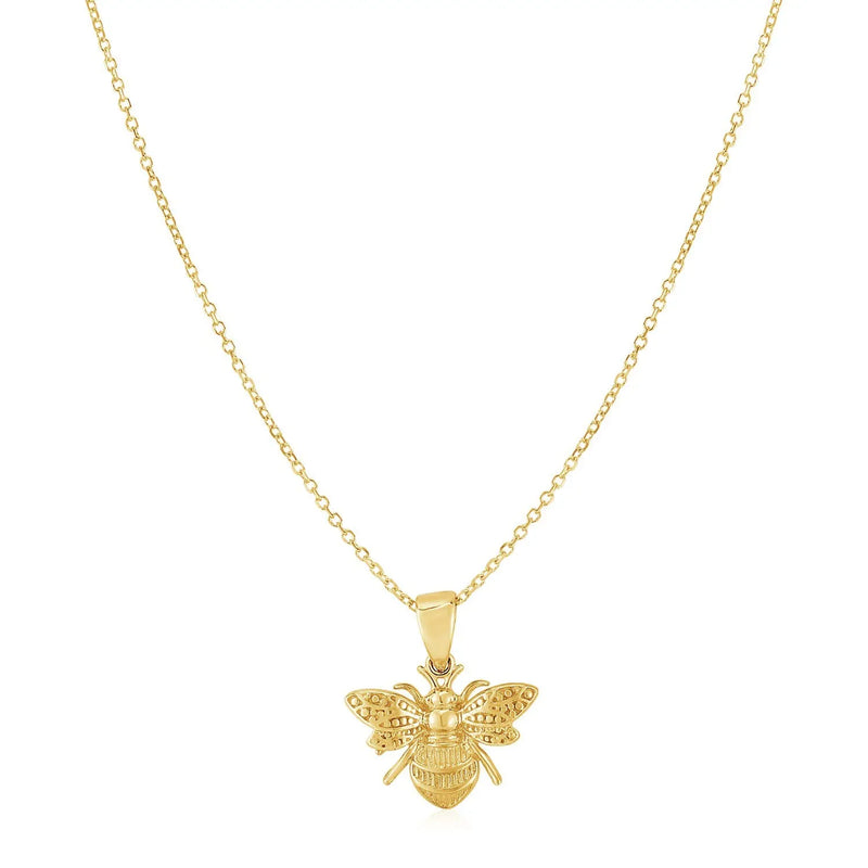 An image displaying 14K Yellow Gold Bee Necklace by Orca Market