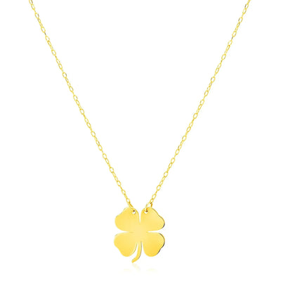 An image displaying 14K Yellow Gold Four Leaf Clover Necklace by Orca Market