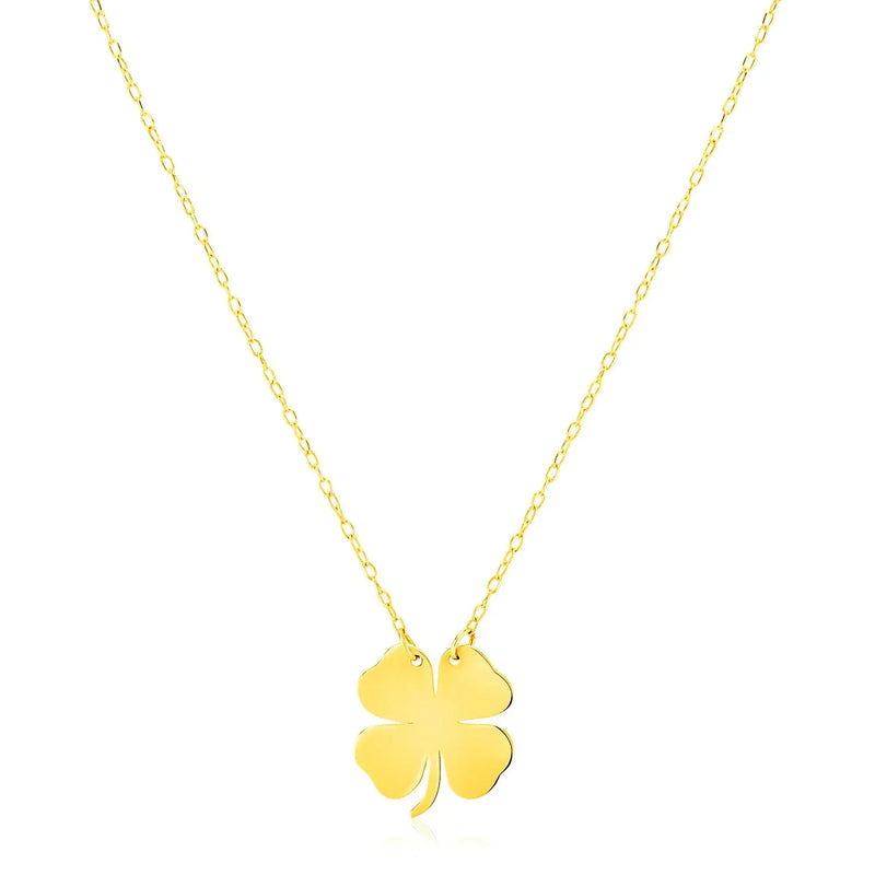An image displaying 14K Yellow Gold Four Leaf Clover Necklace by Orca Market