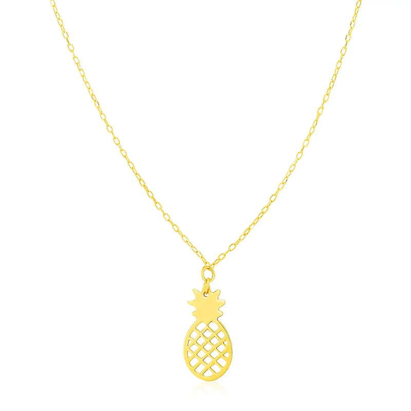 An image displaying 14K Yellow Gold Pineapple Necklace by Orca Market