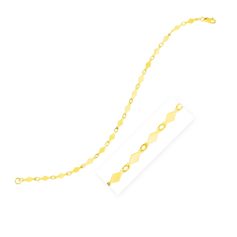 An image displaying 14K Yellow Gold Polished Diamond Motif Chain Bracelet by Orca Market