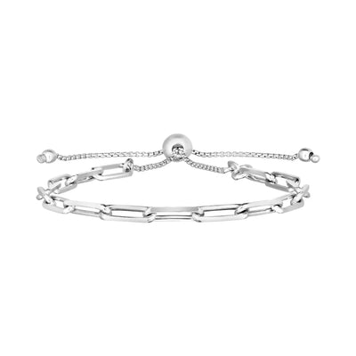 An image displaying Sterling Silver Paperclip Chain Adjustable Bracelet by Orca Market