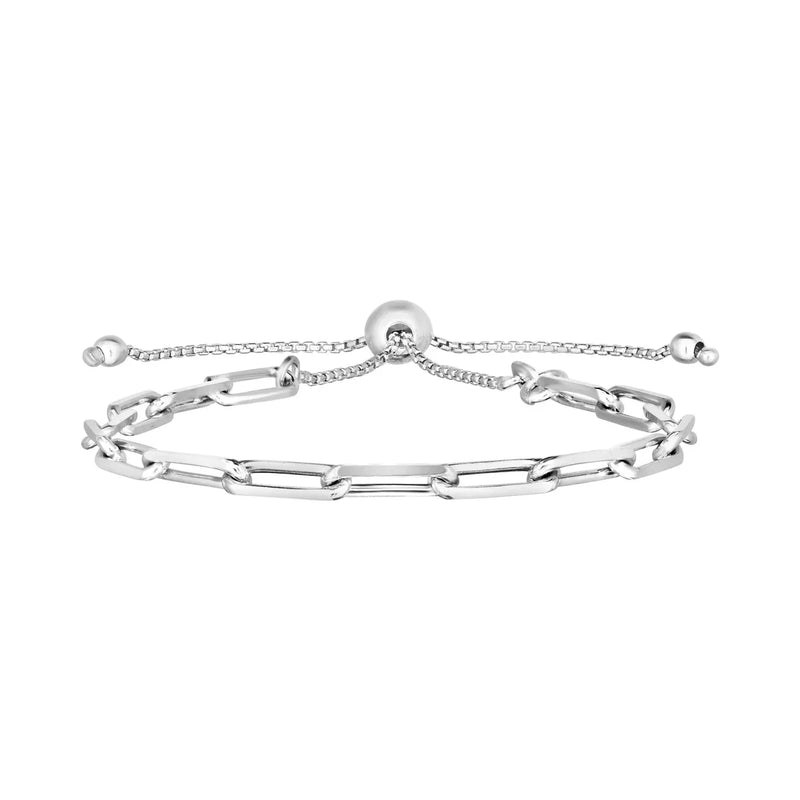 An image displaying Sterling Silver Paperclip Chain Adjustable Bracelet by Orca Market