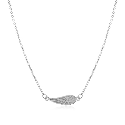 An image displaying 14K White Gold Angel Wing Necklace by Orca Market